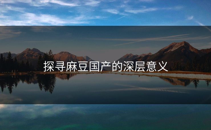 探寻麻豆国产的深层意义