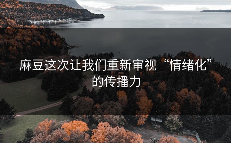 麻豆这次让我们重新审视“情绪化”的传播力